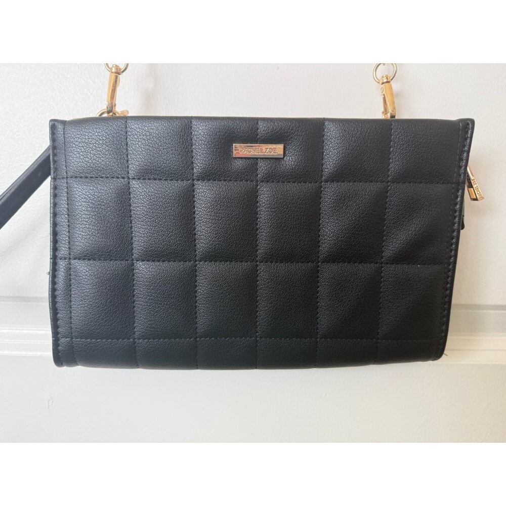 Rachel Zoe Quilted Faux Leather Crossbody Clutch – Black, Fair Condition